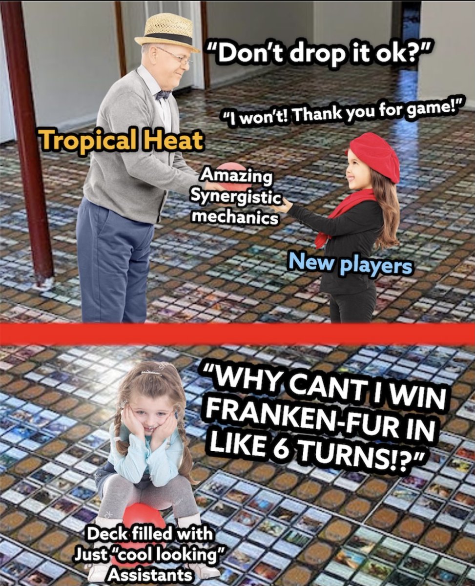Frankenfur's tweet photo. OH ARE WE IGNORING RULES NOW?? SURE, USE THE LAB EQUIPMENT TO MAKE MEMES! SOMEONE GETS TO LOSE AN ARM NOW. #Frankenfur #tabletopgaming #cardgame https://t.co/hCNjTatDpB