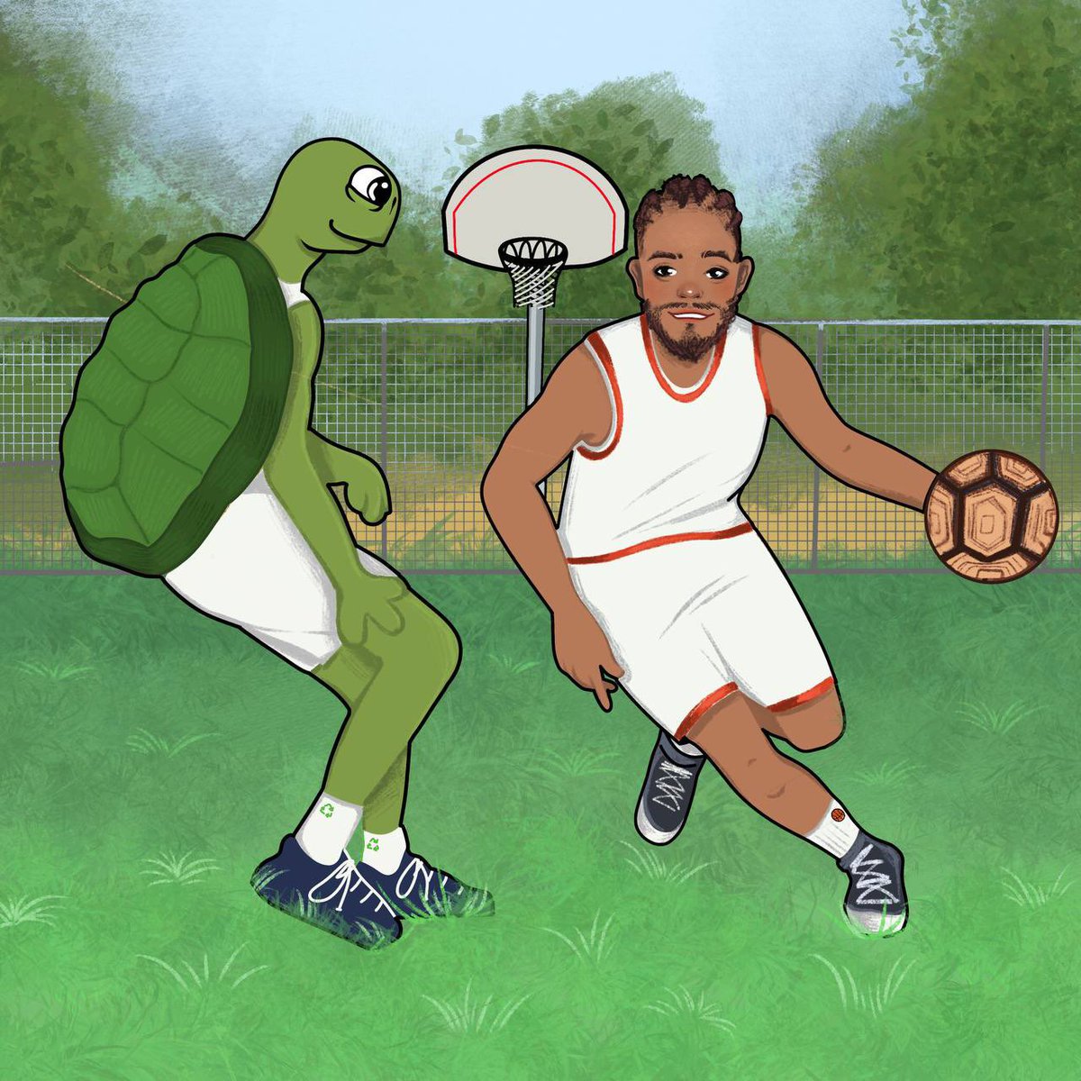 EFT_project's tweet photo. When champions have full heart of kindness and supporting, this is an important indicator of humanity 🤝 

Our project is inspired by such people 

So we share this art with you @JaValeMcGee 

#NFTCollection #NFTCommunity #savetheplanet #SurfeTurtle #SOL https://t.co/76WFOh9PkS
