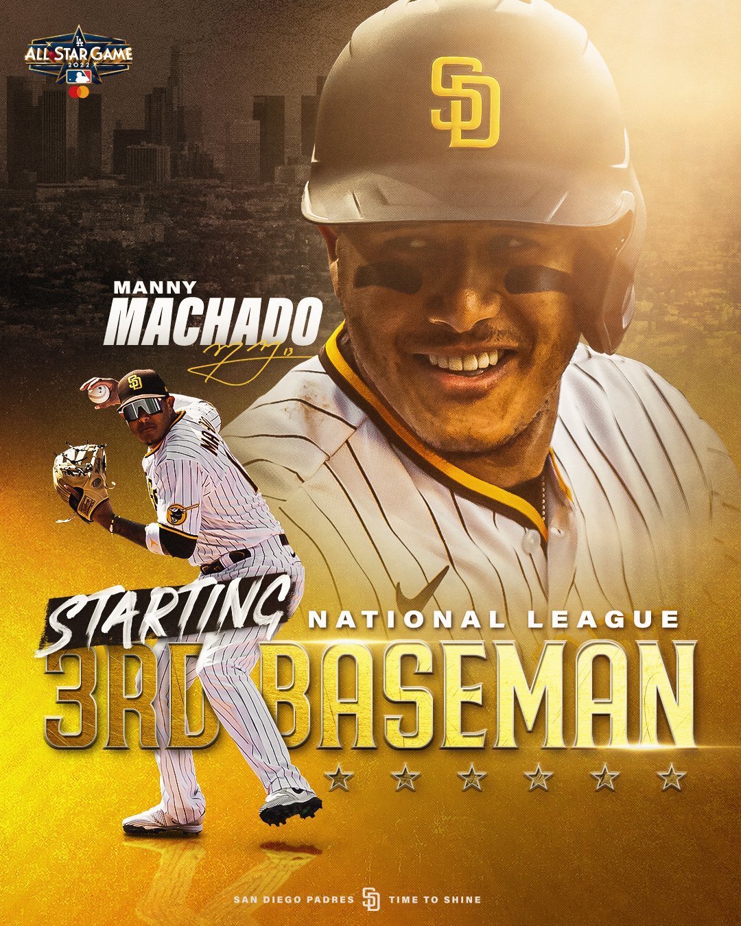 San Diego Padres on X: This Man(ny) is an All-Star! 🤩 Congratulations to Manny  Machado on being named the starting third baseman for the NL All-Star team!  ⭐️  / X