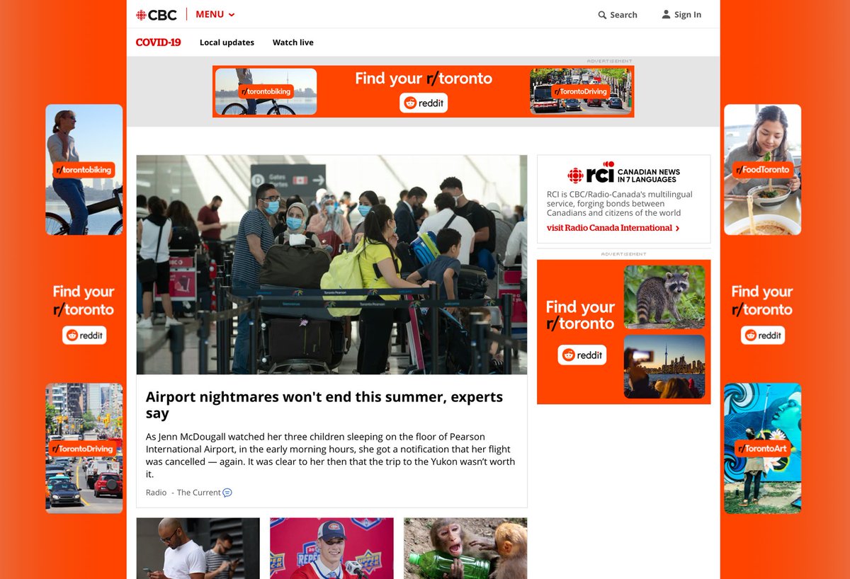 hgld's tweet photo. I think the @CBC might have let themselves go a bit too far with advertising on their front page. I can barely tell what I’m look at. Uglier than MySpace. https://t.co/lT2WJULaq1
