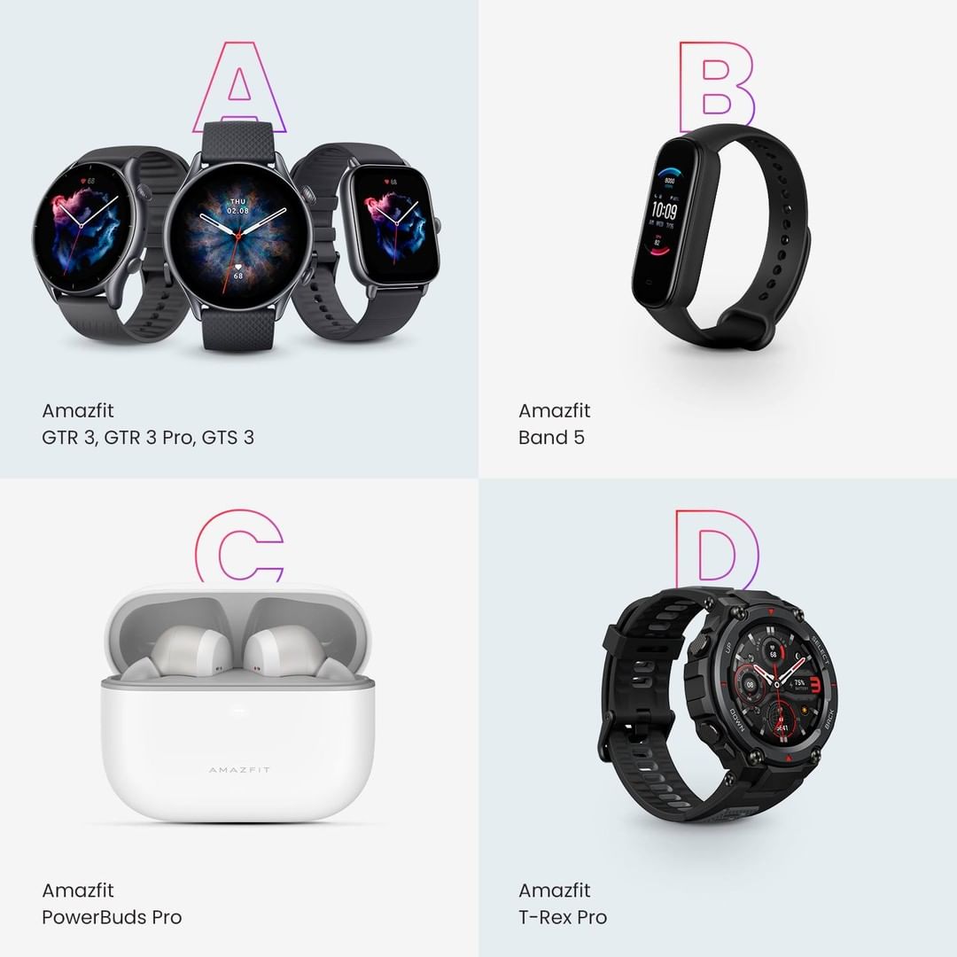 AmazfitJapan's tweet photo. あなたの成長意欲を最も刺激する #Amazfit スローガンはどれですか？🖊🌅🤩
A - スマートヘルスを簡単に
B - アクティブに、若々しく
C - ビートを聴く
D - 進化する本能

#TRexシリーズ #GTR3 #GTS3 #PowerBudsPro #Band5 https://t.co/X98akkmJvU