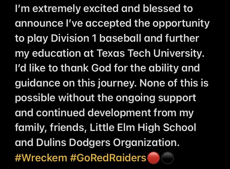 committed !! <a href="/TTU_Baseball/">Texas Tech Baseball</a> <a href="/DulinsDodgers/">Dulins Dodgers</a> <a href="/LEBaseballFam/">CRUSHU</a>