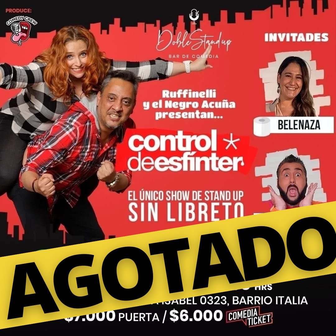 bruffinelli's tweet photo. ⛔ AGOTADO ⛔
#ControlDeEsfinter con @laruffinelli @elnegromauroacuna @belenaza_ @elfabarocha ⭐ en @doblestandup https://t.co/dOm8fZImx5