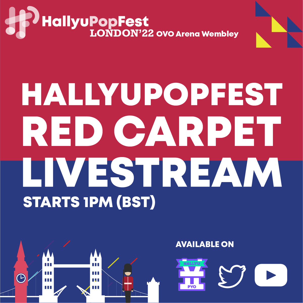 hpf_london's tweet photo. IT'S EVENT DAY! 🥳
Make sure to catch the GLOBAL (FREE👀) Red Carpet livestream, happening on 9 &amp; 10 July, at 1PM (BST)!

Watch it LIVE on @HallyuPyo , through our Twitter OR our YouTube channel: https://t.co/WxucRRFFGr

ARE YOU READY !!! #HallyuPopFest #HPFLondon2022 https://t.co/kveMnALHsC