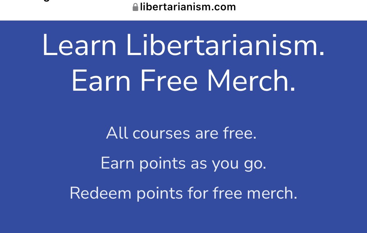 LarrySharpe's tweet photo. You can take free classes on several different subjects, learn more about libertarianism, and earn points to use on free merch. Please click the link and check it out for yourself. Thanks!
https://t.co/JuYjysCrrN
#SharpeWay #LarrySharpe #libertarian #liberty #education https://t.co/fCYPPJjVmZ