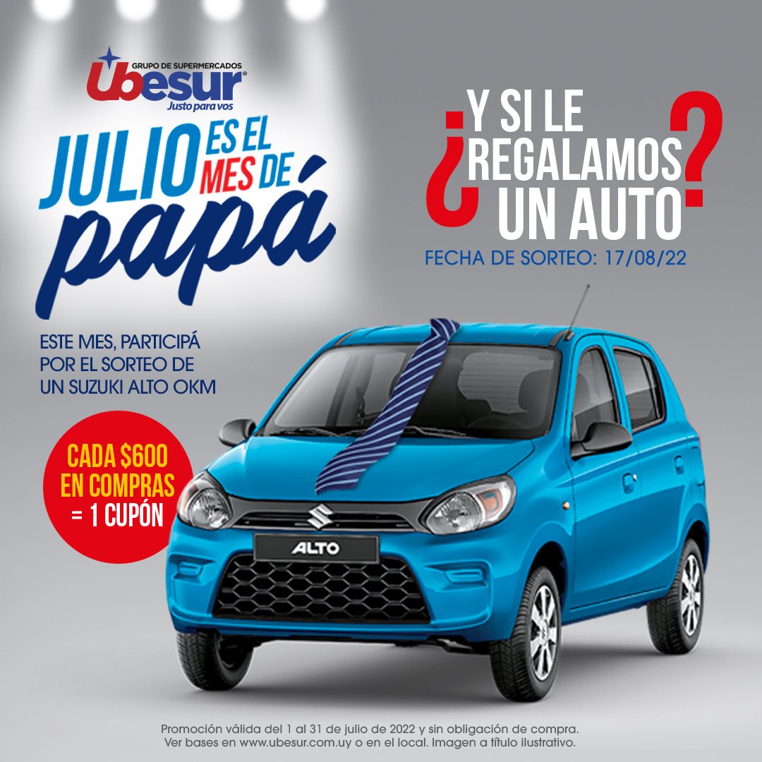 ¡Este mes es el turno de papá y sorteamos nada menos que un Okm! 🔥🤗

Con tus compras cada $ 600, generás un cupón para participar del sorteo.

¡No te lo pierdas! 

#mailingjulio2022 #ofertas #precios #ubesurapp #ubesur #sorteos #MesDePAPÁ #premios #AUTOOKM