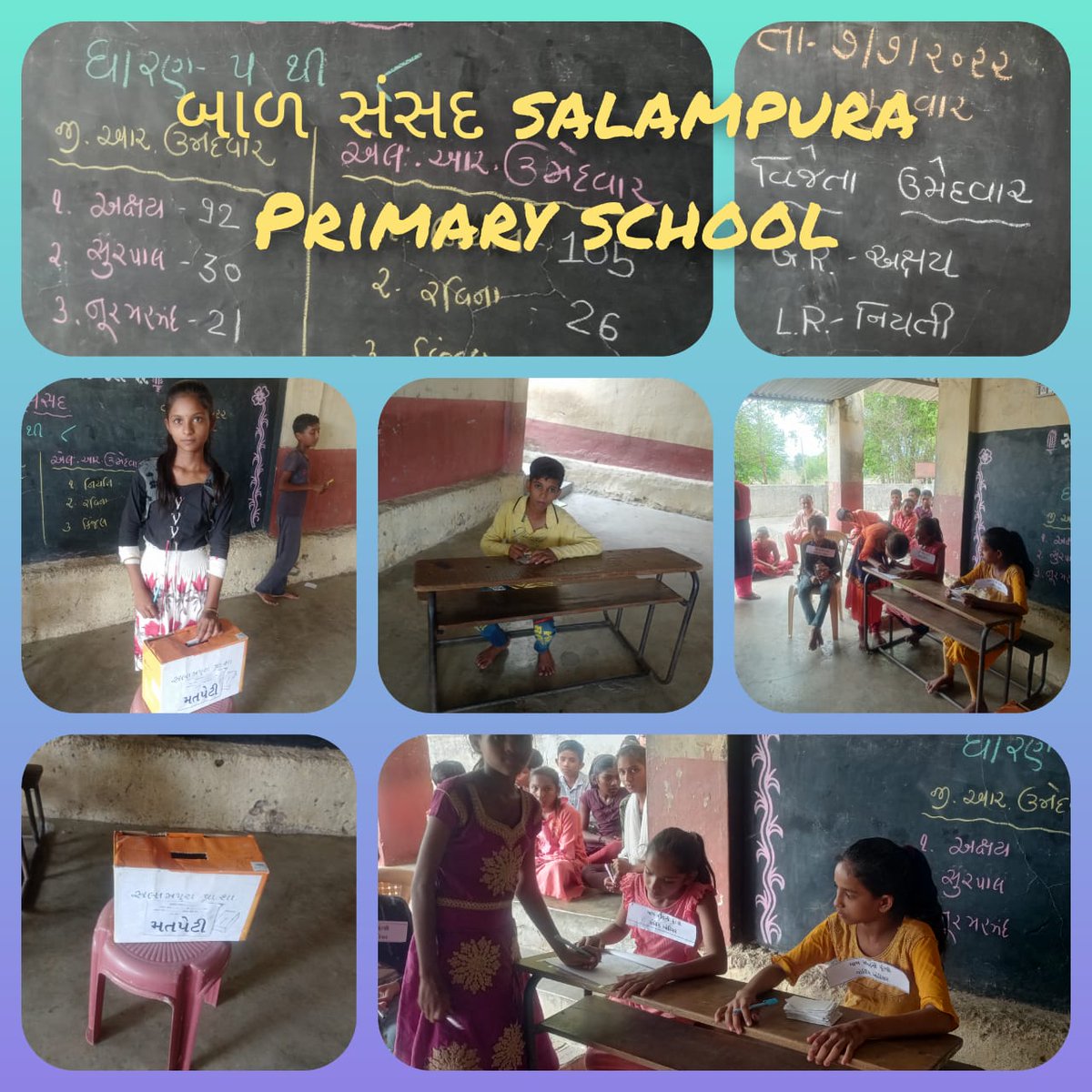 EroShahera's tweet photo. ૧૨૪-શહેરા વિધાનસભિ મતવિભાગમા સલામપુરા પ્રાથમિક શાળામા બાળ સંસદ ચુટણીનુ આયોજન કરવામા આવ્યુ.
@CEOGujarat @ECISVEEP @CollectorGodhra @DyPanchmahal @NareshkumarVala https://t.co/UXvmajP6P5