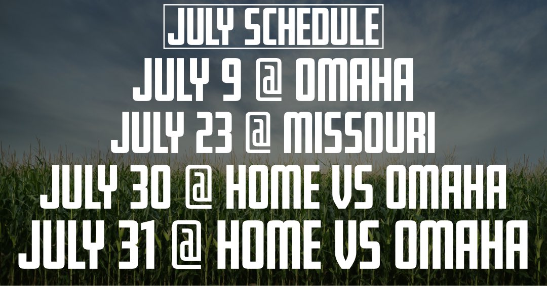 iowadogfish's tweet photo. Here’s a quick look at our upcoming games in July. 

Home games played at Rivers Edge in Davenport. 

Full schedule release soon. 

#RollFish #GPBLL https://t.co/SyeeipXiqy