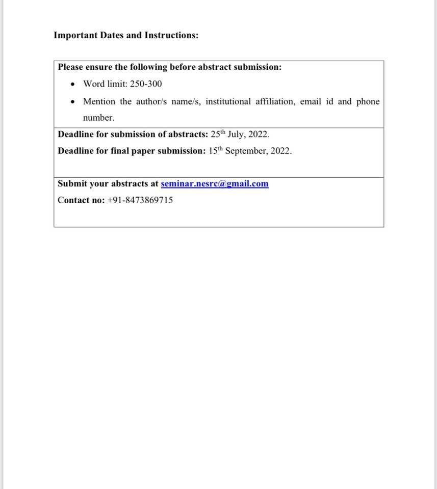 #cfp for the upcoming National Seminar on #Conflict and #Coping in #NortheastIndia: The Role of #Memory to be organized by #NESRC #Guwahati Do consider applying and please  spread the word in your circle.