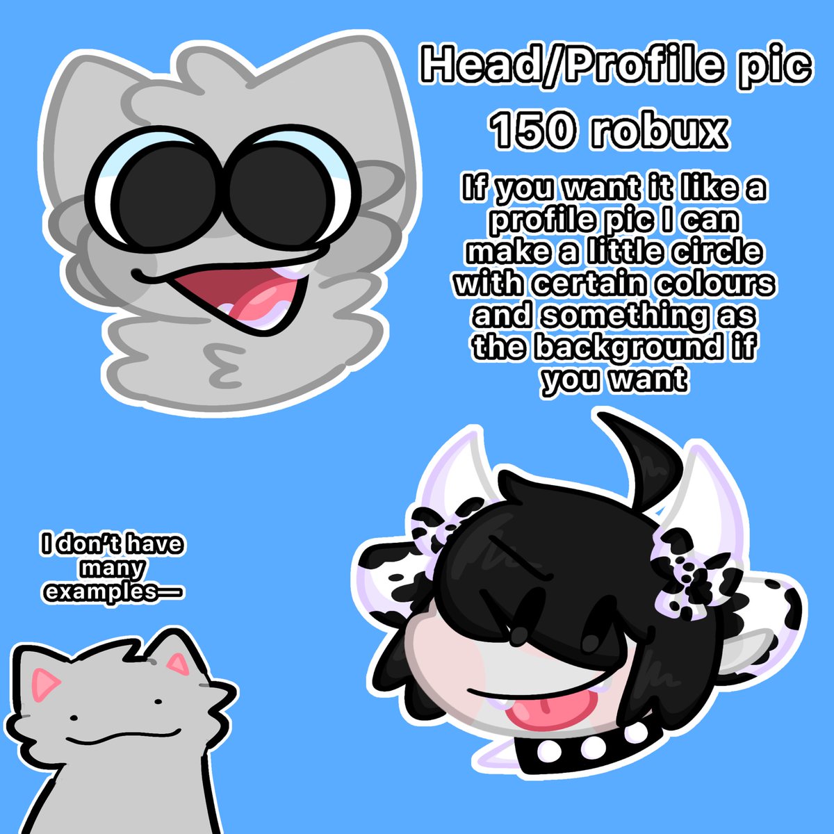 PebblesCreates's tweet photo. Roblox Commissions are open yasss!!
If I turn the comments off it means they’re closed

If your interested dm me just don’t just say “hi” say your interested in commissioning me and I’ll answer when I’m ready

#roblox #robloxcommissions #robuxcommissions #commissions #art #artist https://t.co/KARlvRZytX