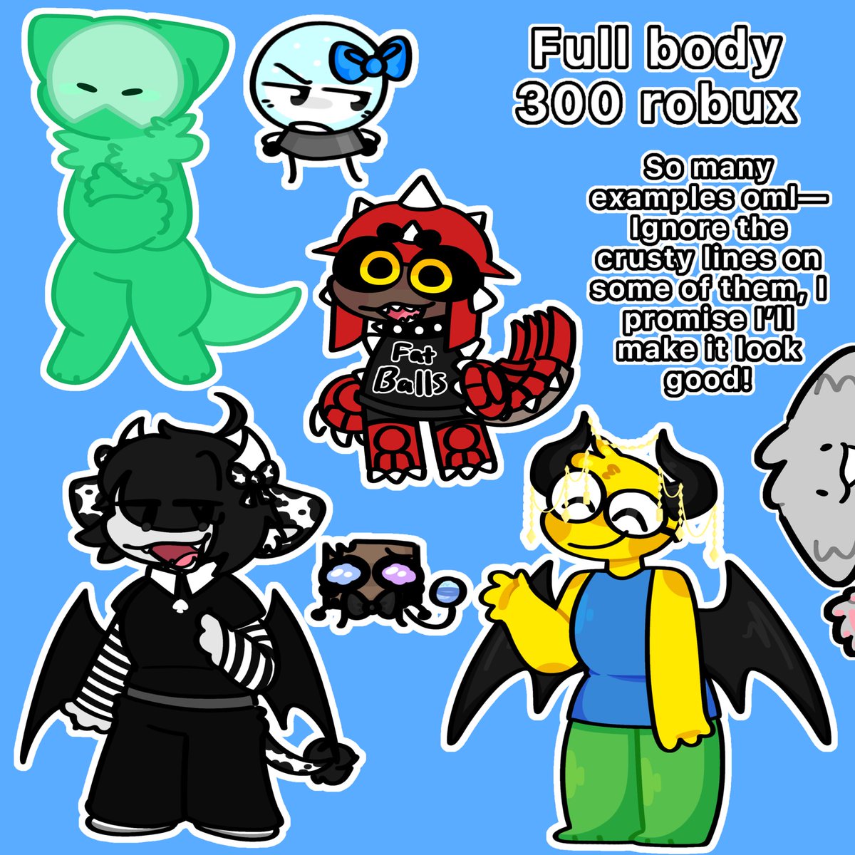 PebblesCreates's tweet photo. Roblox Commissions are open yasss!!
If I turn the comments off it means they’re closed

If your interested dm me just don’t just say “hi” say your interested in commissioning me and I’ll answer when I’m ready

#roblox #robloxcommissions #robuxcommissions #commissions #art #artist https://t.co/KARlvRZytX
