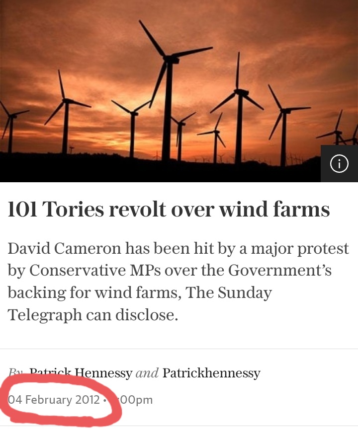 UKNetZero's tweet image. The UK is currently feeling the pinch of vulnerability in the current energy crisis. ⚡💷

Let's go back in time first to see some of the reasons why.

Starting with the Conservative government's 'war on wind'. 

Thread 🧵