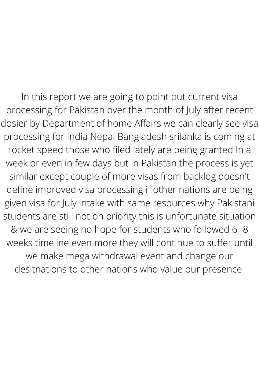 GAISO_yourVoice's tweet photo. This brief report defines about current picture of how Pakistani students are being processed in month of July after update from DoHA in July We really need authorities to be fair precise and just in making visa grants follow same timelines for everyone or Grantus Amnesty Visa⚖️ https://t.co/4QxokHkxL7