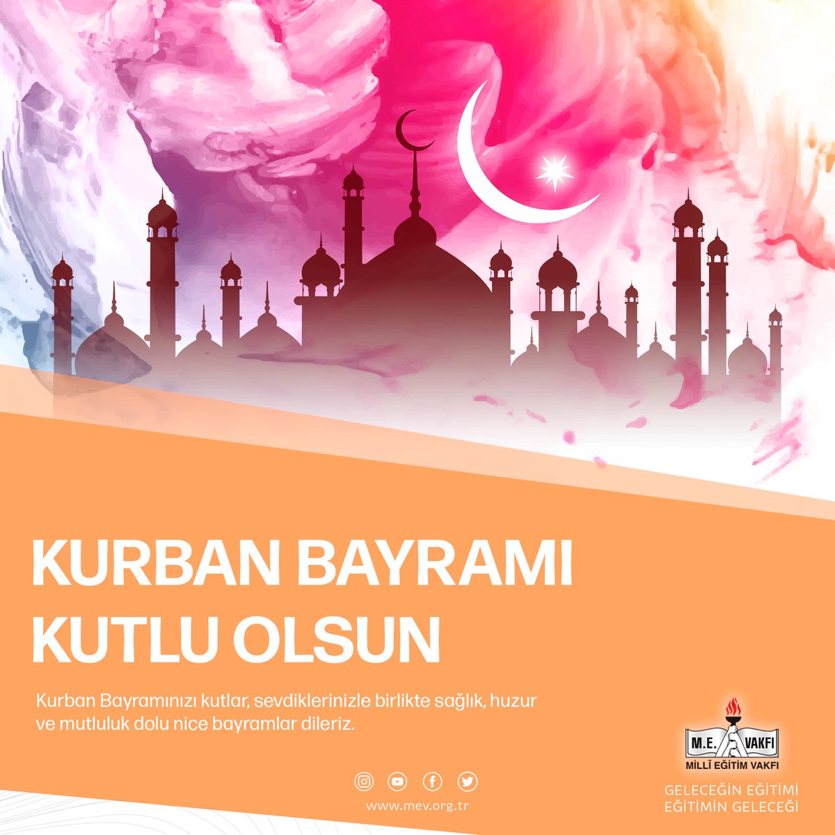 MEV Ailesi olarak, Kurban Bayramınızı kutlar, sevdiklerinizle birlikte sağlık, huzur ve mutluluk dolu nice bayramlar dileriz.