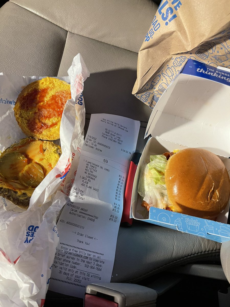 JBlaze1990's tweet photo. @DairyQueen love how you mess up both of my burgers then lock the door behind me. Classy https://t.co/xTxeR3yxVl