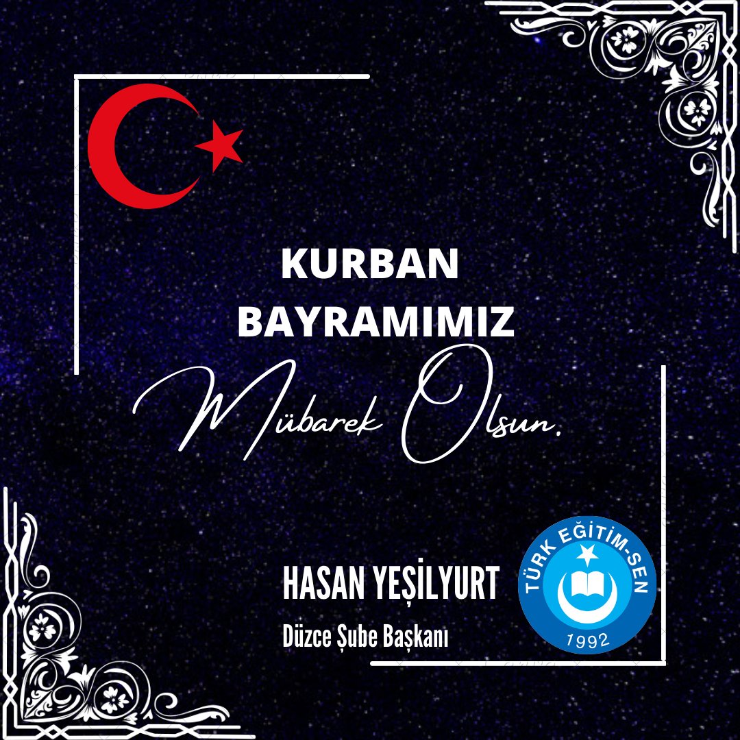 Allah için kestiğimiz kurbanların makbul, vatan için verdiğimiz şehitlerin aziz olması temennisiyle tüm İslam Aleminin Kurban Bayramı mübarek olsun.