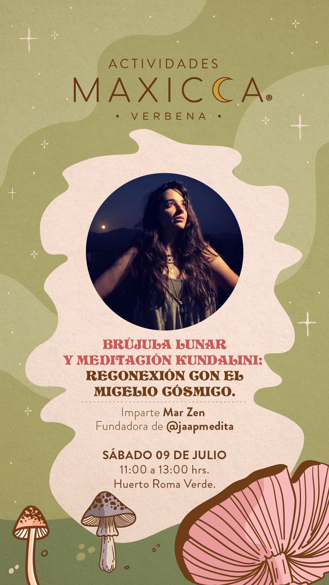 Mar__Zen's tweet photo. 🔮✨ Mañana Sábado 9 de julio voy a guiar un taller lunar y meditación kundalini en Maxicca Verbena, en el Huerto Roma Verde.
¡Ahí nos vemos!
Más info acá: https://t.co/XgQjrFLzqB https://t.co/65bMQBjLyJ