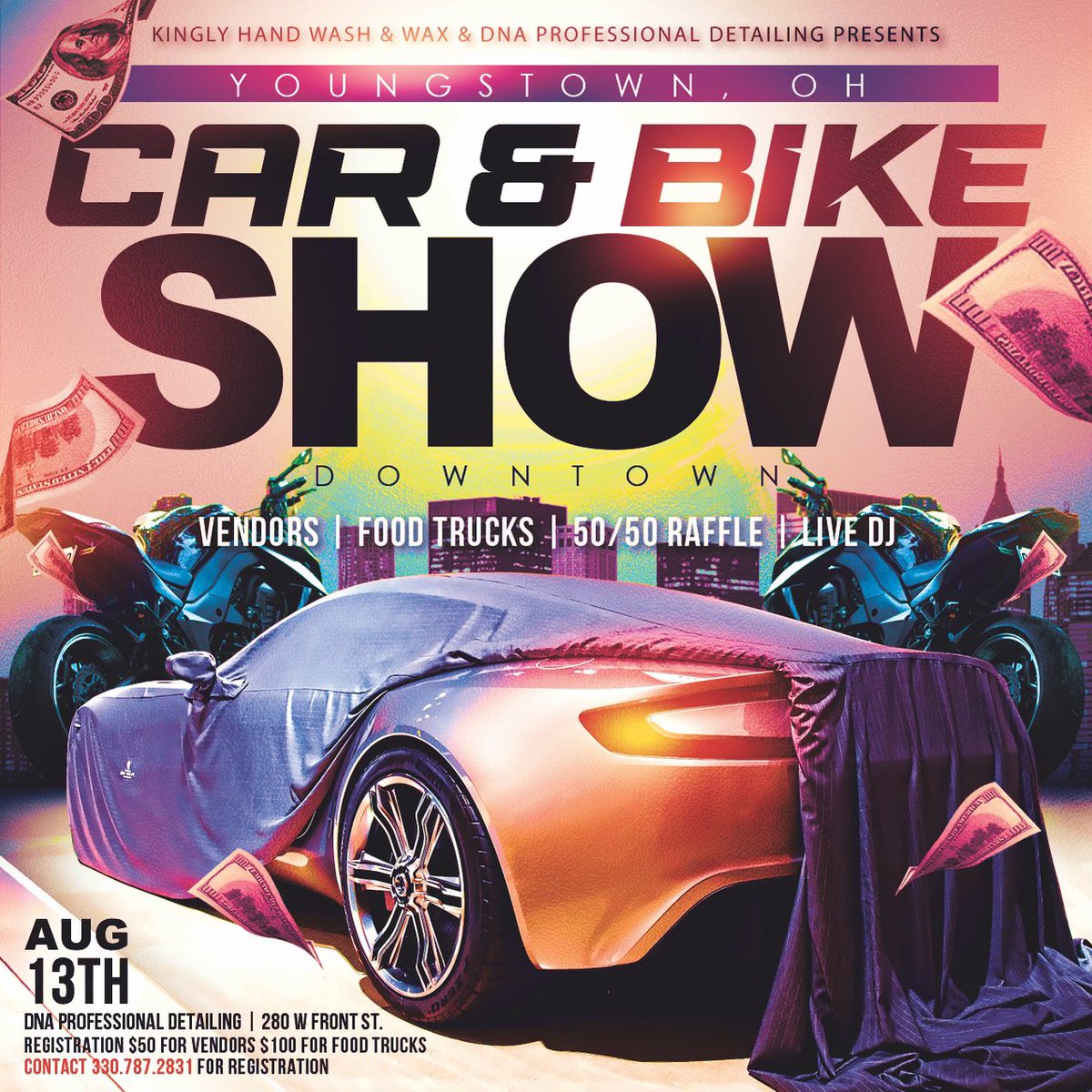 jonnybonezz's tweet photo. Calling all cars bikes trucks and trikes!!!!! 1st annual car and bike show downtown Youngstown, Ohio. $100 Food trucks and $50 vendors. 50/50 raffle Chinese auction kid friendly Early registration is highly recommended!!! https://t.co/VPUBksvZH4