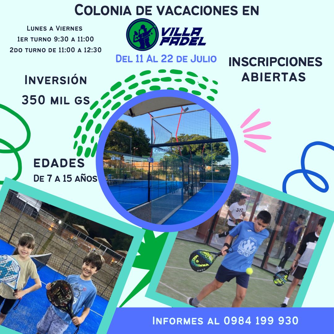 villapadelpy's tweet photo. Colonia de Vacaciones en Villa Padel🎾🎾🎾
Cupos limitados
Más info al 0984 199 930 https://t.co/K82ViLLhD4