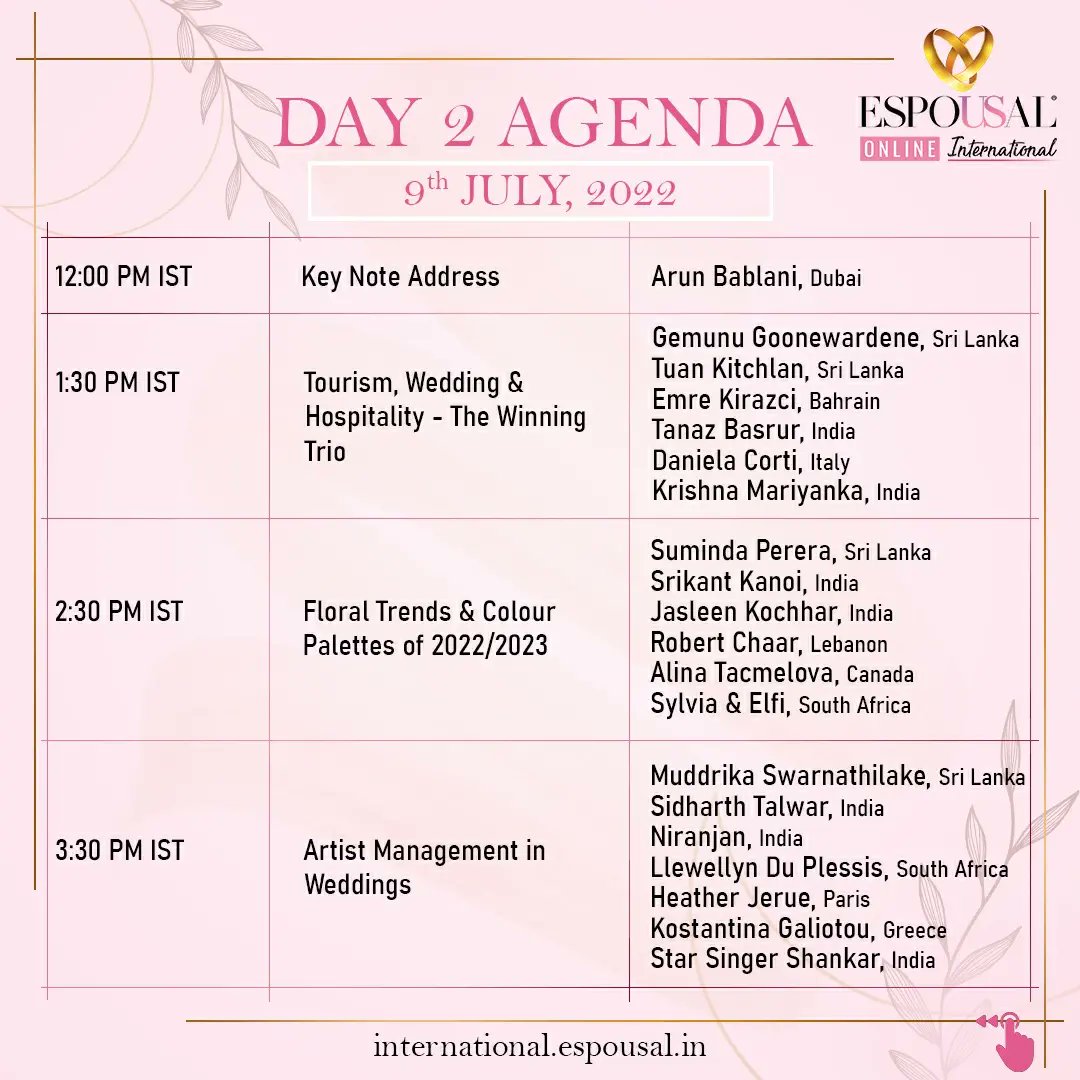 zeroin_espousal's tweet photo. Get ready..
Day 2 is packed with excitement and an extravaganza of all things wedding!

Join Now..
https://t.co/te66f9KXOV

Visit our website for more details,
https://t.co/sEPHBFULXC https://t.co/7MyvCVMXZa