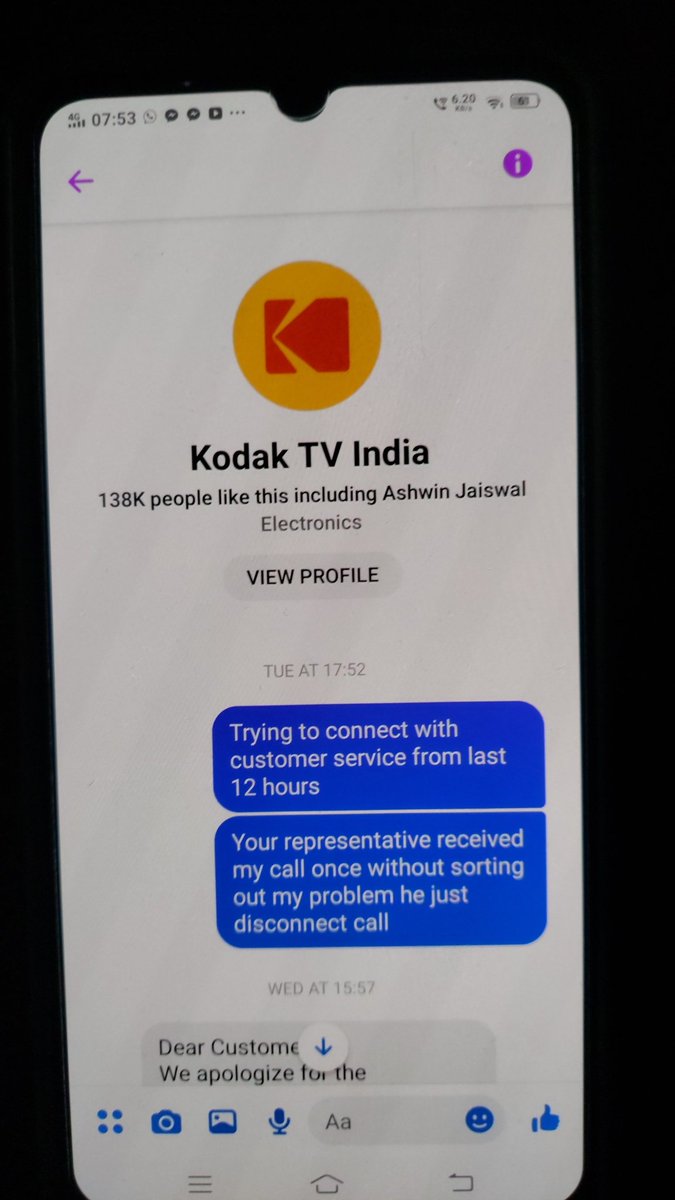 Shekhar28587271's tweet photo. Purchased Kodak led tv last month, just in a month led panel isn't working contacted @kodaktvindia several times through call, but they aren't replying @flipkartsupport  please don't provide platform to brands like these which doesn't care about there customers @consumercourtin https://t.co/J9DbYTVA7N