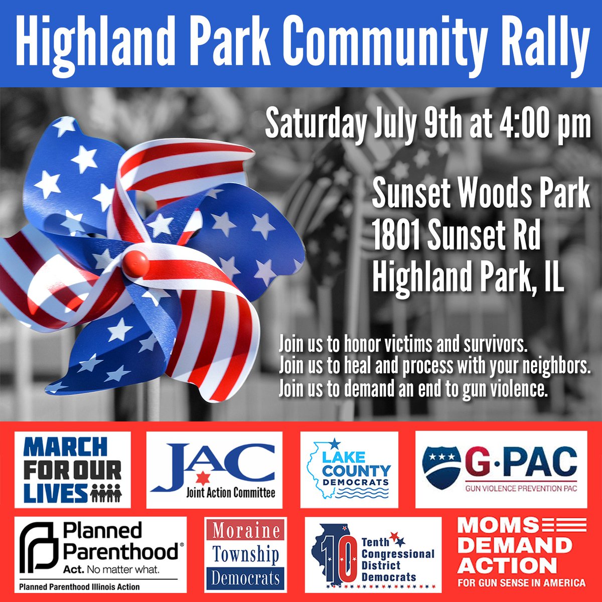 Join us tomorrow to honor victims and survivors, to heal and process, and to demand an end to gun violence: