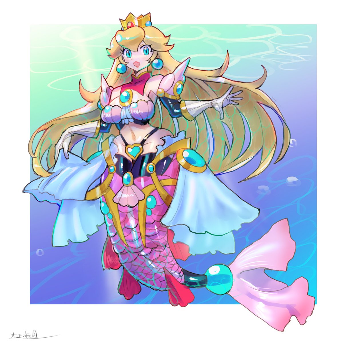 お外めちゃくちゃ暑いのでマーメイドピーチ姫をどうぞ 大正帝国のイラスト