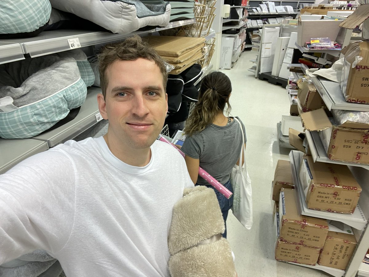 ModestPelican's tweet photo. I’ve been trapped in K-Mart for hours. It’s too hot to wait in the car but idk if I’ll last much longer boys. Smiling through the pain but the aisles are littered with the corpses of other boyfriends who didn’t make it. Needing some thoughts and prayers rn 🙏 https://t.co/gZF1cc9mrf