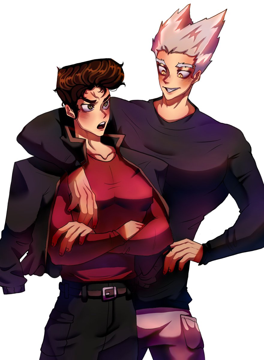 detentedinosaur's tweet photo. les presento, ¡mi ship favorito!, me gusto como quedo y la verdad es que lleva tiempo que no los dibujaba 🐱🤙
 #ガロ金 #batarou #metalbat #garou #餓金 https://t.co/ZBN6Cbn1c0