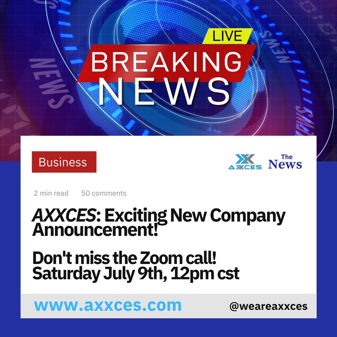 EdwinHaynes's tweet photo. Exciting New Company Announcement!

Don't miss Saturday’s Zoom!
Get the exciting news directly from Executive Team of Axxces. 
Promote Promote Promote!
Saturday, July 9th.  12pm CST. 
https://t.co/kk3ItZmkUn
Passcode: 781825
 #zoom #webinar #membership #digitalbusiness #executive https://t.co/Jmp18oGmoz