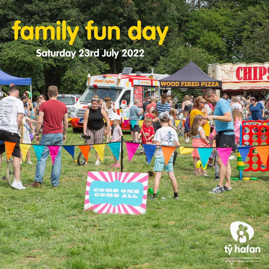 Join us on Saturday 23rd July for the return of our much-loved Family Fun Day! 💚 Grab your tickets now 👉 bit.ly/3mBod0d &amp; get ready for a brilliant day filled with laughter, music, a funfair &amp; much more! 😀🎵🎢 Email events@tyhafan.org to ask about running a stall 💚