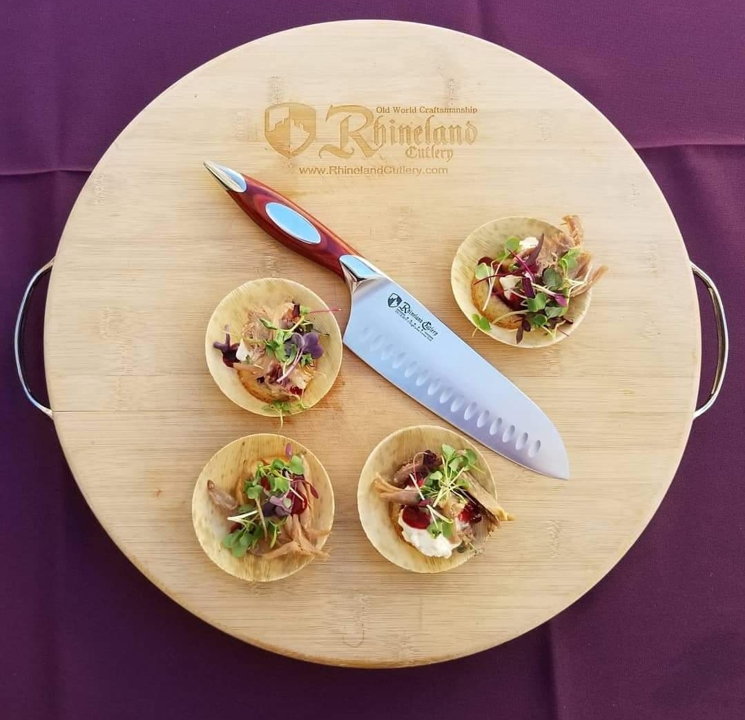 Looking for a knife that allows you control and precision? Our beautifully contoured, ergonomically designed handle is true perfection.  It’s a culinary tool you can’t be without!  The precision of the blade and balance of the knife are second to none: flintandflame.com/shop