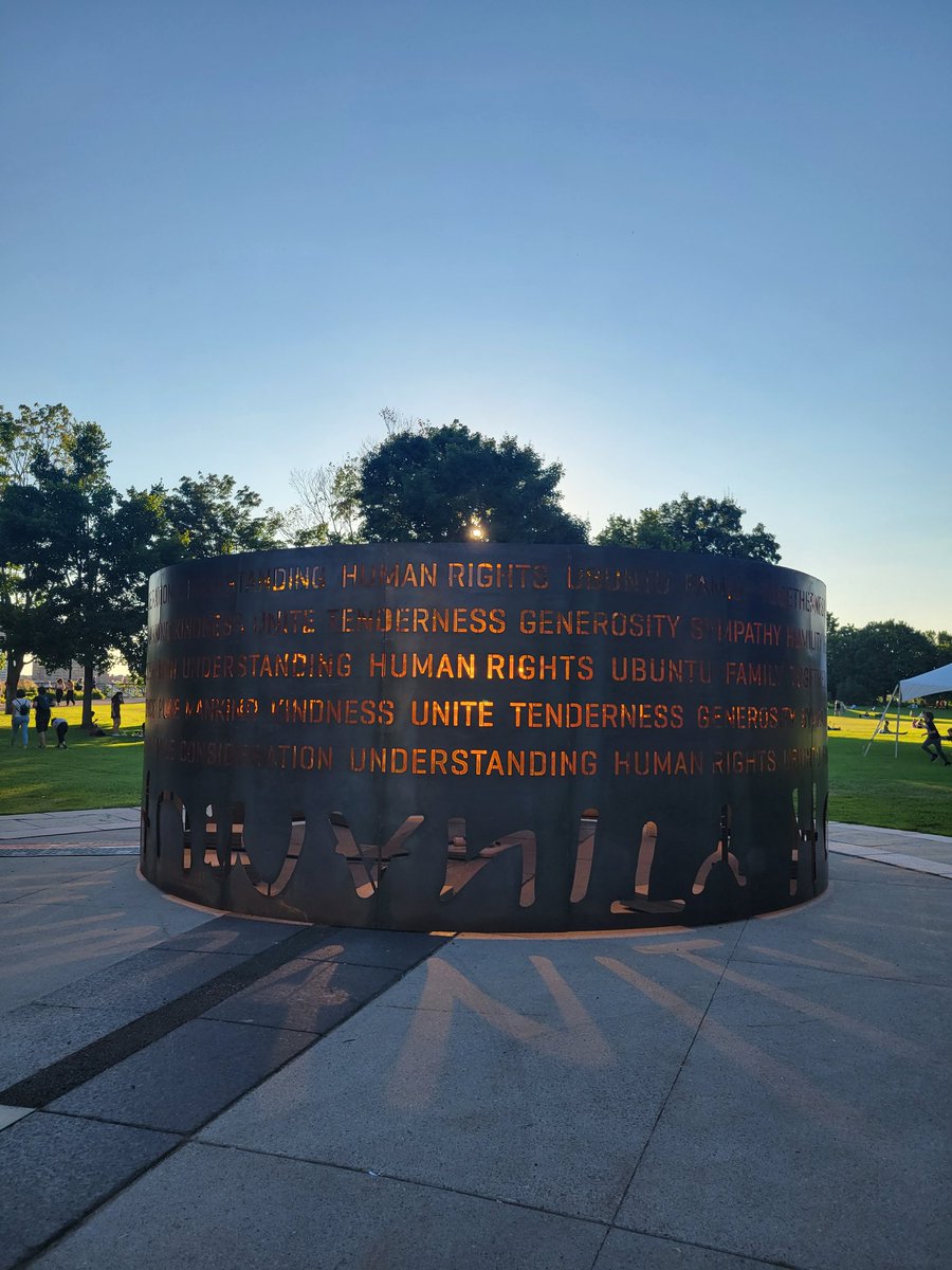 ARMukherjee's tweet photo. Internet outage, smautage...made it easier to walk to the newest art installation in #Ottawa. Read each word within the metal circular structure conceptualized to  apture the essence of #humanity. https://t.co/UfzBhGAUq6