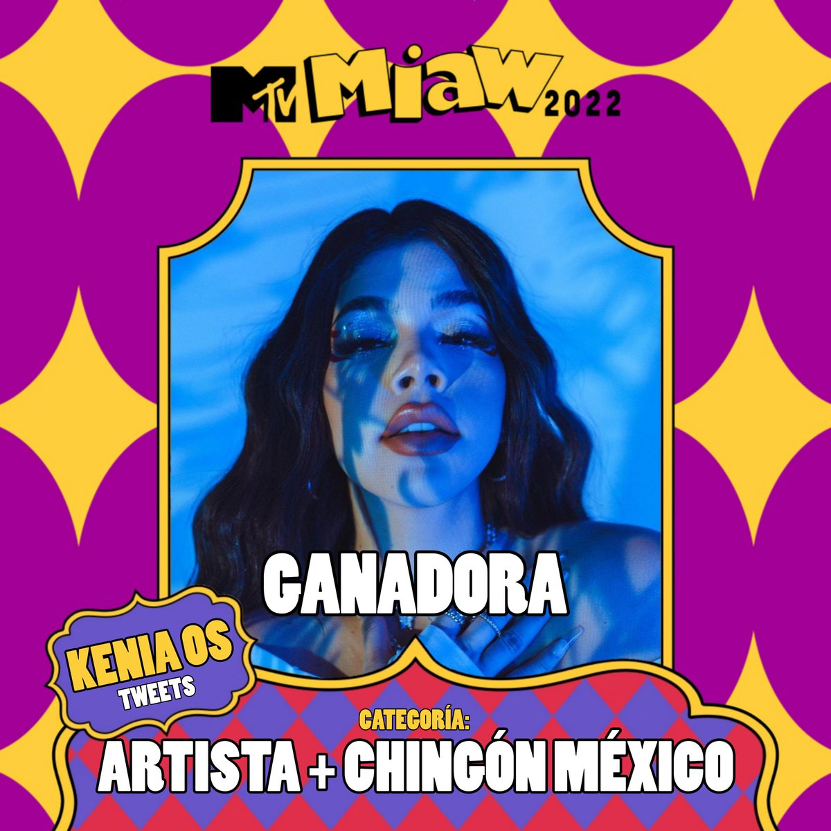 Kliyzy's tweet photo. .@KeniaOS es la ganadora de la categoría “Coreo Crack” y “Artista + chingon de México" en los #PremiosMTVMIAW 2022. Felicidades a nuestra reina, estás triunfando mami ❤️‍🩹 https://t.co/1sZ1O4RJDd