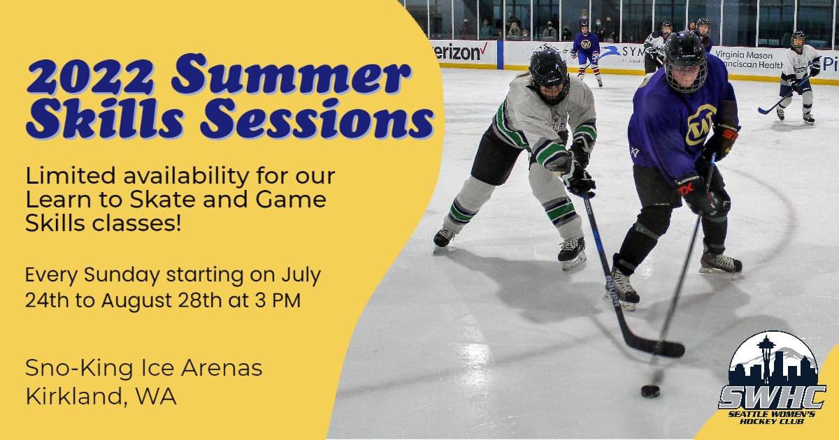 WPHSeattle's tweet image. The @SeattleWHC still has some spots left in their Learn to Skate and Learn to play sessions starting on July 24th at @Snokingicearena in Kirkland.

Sign-up here for classes! swhc.org/learn-to-play