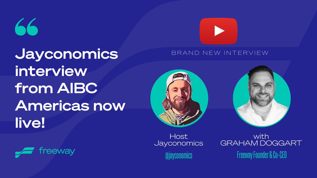 FreewayFi's tweet photo. 🗣️ Jay from @realjayconomics interviewed our Founder and Co-CEO Graham Doggart at the AIBC Summit in Toronto 🇨🇦

🍿 Click the link below to watch the full interview and be sure to follow Jayconomics on socials for more content from the AIBC Summit! 💙

📽️👉https://t.co/DdWdTv4JUz https://t.co/MGLB6ooQcP
