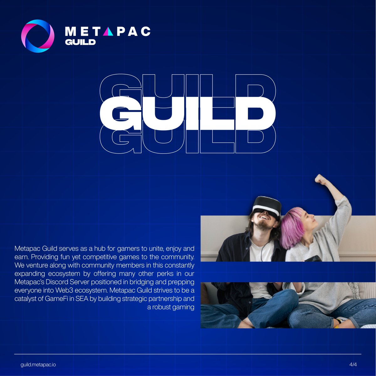 We're pleased to present our new brand - #metapacgroup⚡ which consists of Venture | Connect | Education | Guild

#imaginedifferent #rebranding #evolution #evolving #blockchain #web3 #metaverse #nft #guild #nftgames #education