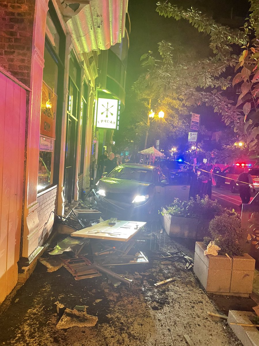 DanteTheDon's tweet photo. Thanks for everybody’s concern that’s reached out. Tonight a car was stolen, driven recklessly down a major street, Wells, and crashed into our restaurant @UproarChi. Please pray for the 6 people taken to the hospital, 2 of our dedicated staff. https://t.co/Y9x7RUKElx