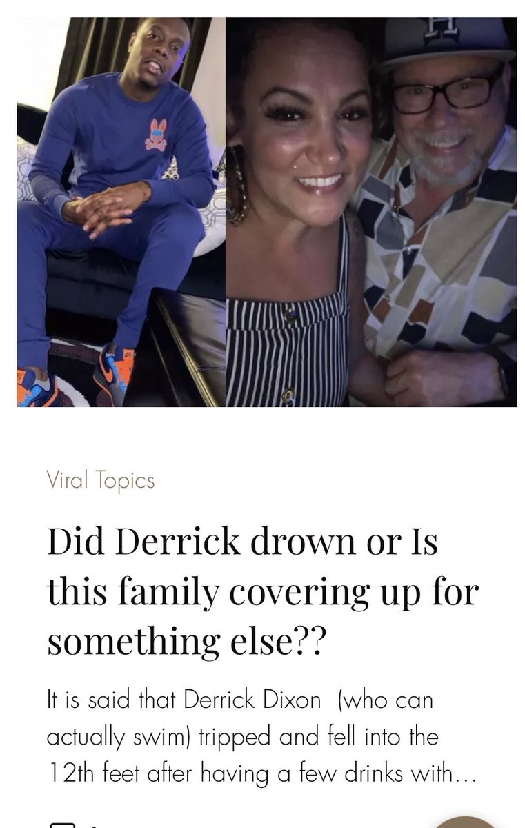adoptlogic's tweet photo. 😳🤯 Did Derrick drown or Is this family covering up for something else??

Full story link in bio 

#explore #news #alcohol #blacklivesmatter #blogger #murder #intoxication #drinking #crookedpolice https://t.co/tYfDVWGS0o
