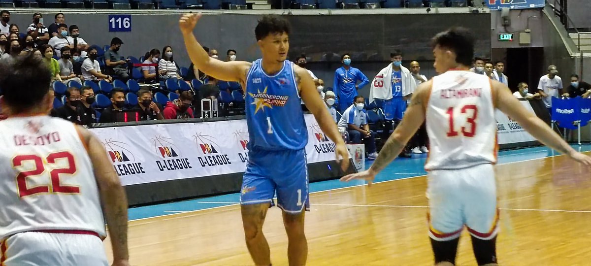 RapplerSports's tweet photo. PBA D-LEAGUE | HAPPENING NOW:

Former Japan B. League imports Juan Gomez de Liaño and Kemark Cariño are back home to play for the Marinerong Pilipino Skippers!

They are currently facing the APEX Fuel-San Sebastian Stags.

#PBAGameTayoDito #PBADLeague2022 https://t.co/Q69agzvbNl