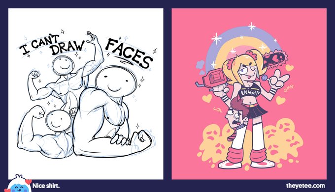NEW! We've got I Can't Draw Faces! designed by @Neat_Neato and Sweeter Than an Apple Pie designed by @sonic9jct both available for 24 hours only at https://t.co/ZD8ueXQ3ta 