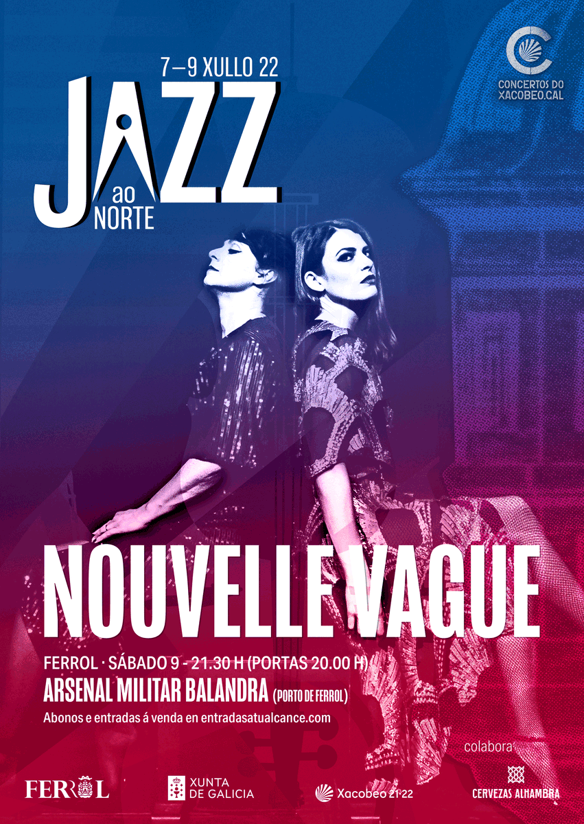 Esta noche <a href="/nouvellesvagues/">.</a> en directo en Ferrol en el festival Jazz Ao Norte en el Arsenal Militar Balandra con su reinterpretación en clave jazzy bossa de grandes hits de la new wave y el punk. 
Más info: animadas.com