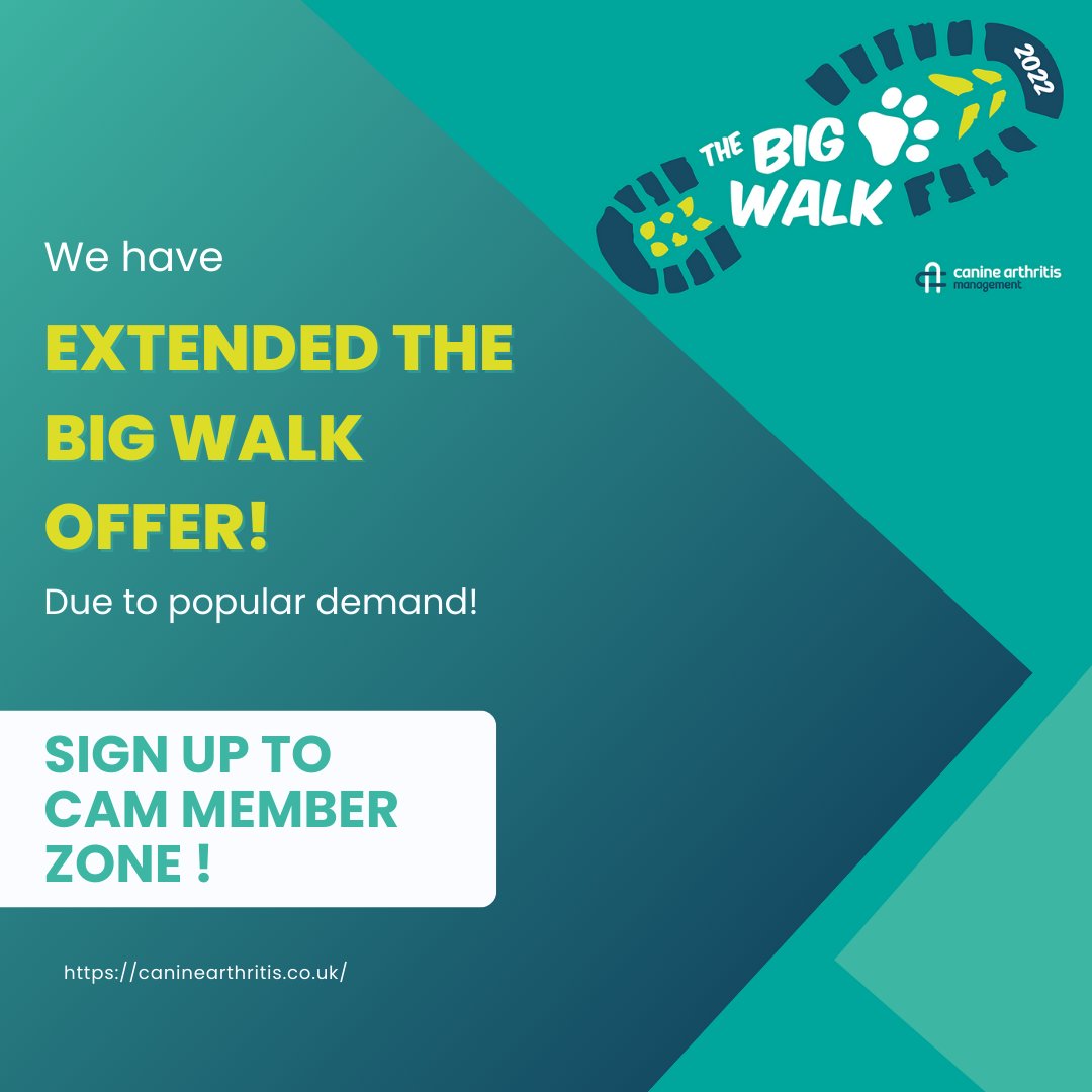 Due to popular demand, we have extended the offer of free entry to the BW 2022 for every CAM Member Zone sign up, until 31st August 2022 !
So share this with your friends and family and sign up to the CAM member zone! 
Only £25 for one year!
#YourDogMoreYears