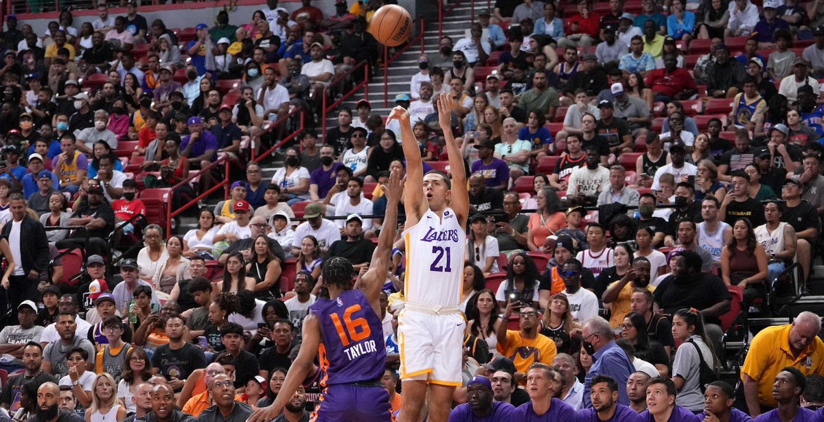 Former Syracuse forward Cole Swider continues to shoot well from the outside for the Los Angeles Lakers in NBA Summer League action. https://t.co/5PhxqiwKM2 https://t.co/cOPWxxC38d