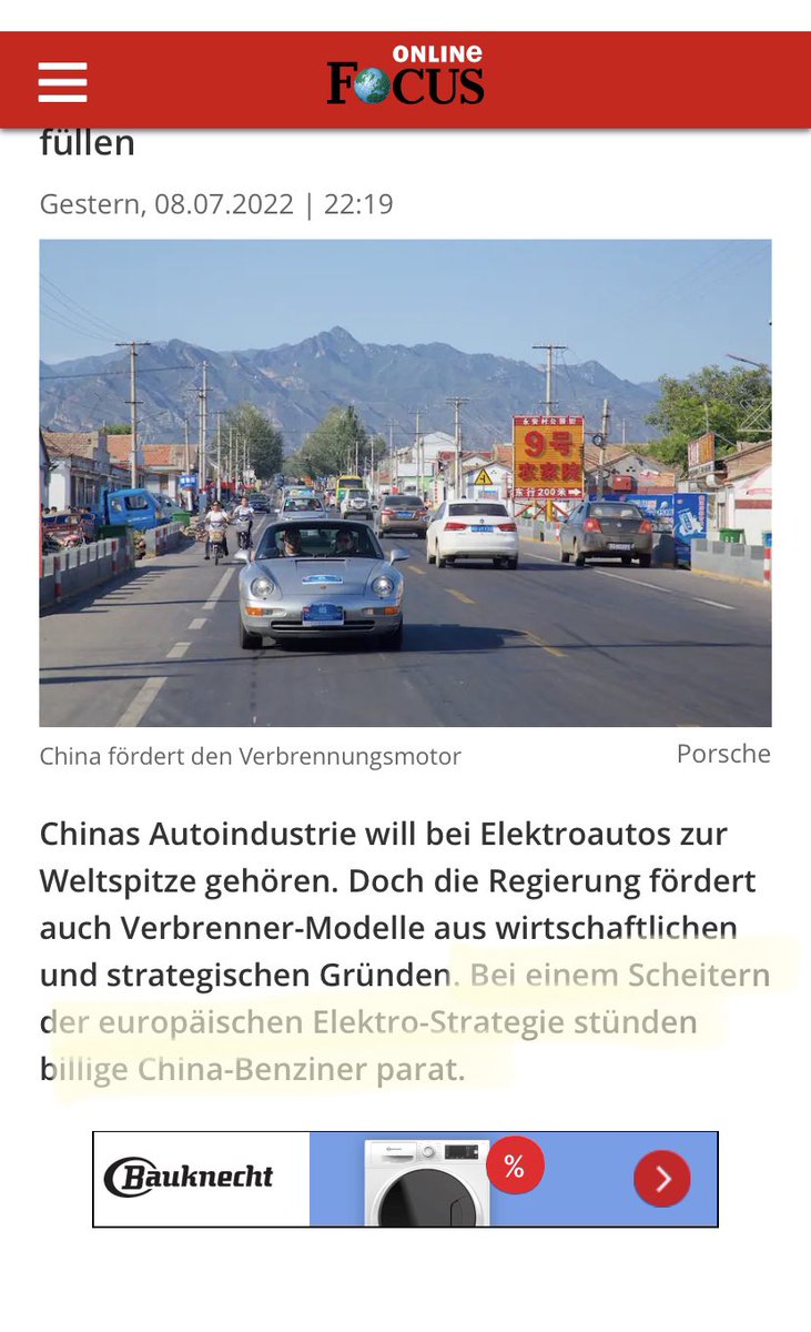 MGGA2021h's tweet image. Deutschland schafft sich ab, China lacht. 
„Falls die Elektro-Autos scheitern, stehen billige China-Verbrenner bereit.“ 
Nun ja, mehr werden wir uns dann eh nicht mehr leisten können. 
Dummland 2022. 
#Oooooh 😲

m.focus.de/auto/news/chin…