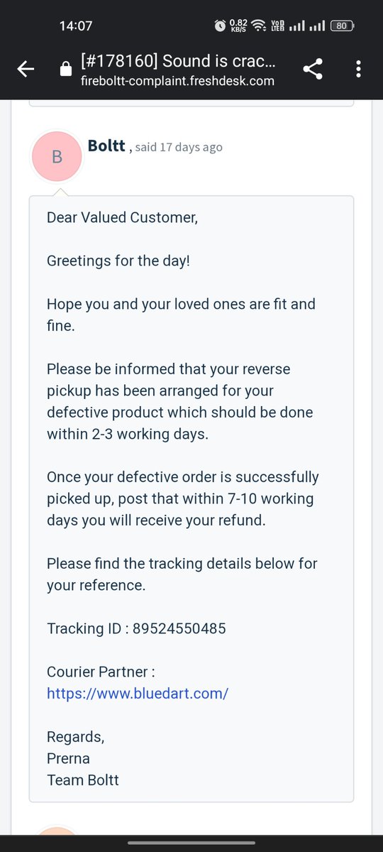 Ketangupta78's tweet photo. @fireboltt__ Fraud @iamboltt I bought a fire boltt talk smartwatch with order I'd 202223188144 which was delivered on 3rd June but the product was damaged and it was picked up on 6th june. Till now no refund has given to me and the customer service not responding over emails https://t.co/m32q48CBvp