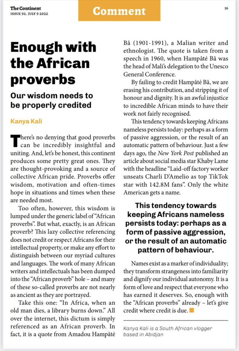 Dr. Musonda Xoliswa Mumba (@mumbamusondam) on Twitter photo Thank YOU 🙏🏾 <a href="/thecontinent_/">The Continent</a> for this!!! I have long argued that even is as Africans saying “African Proverb” is not only being lazy BUT making ourselves somehow invisible & not acknowledging our incredible & beautiful diversity of this our AFRICA! No “African Proverb” please Thank YOU 🙏🏾 <a href="/thecontinent_/">The Continent</a> for this!!! I have long argued that even is as Africans saying “African Proverb” is not only being lazy BUT making ourselves somehow invisible & not acknowledging our incredible & beautiful diversity of this our AFRICA! No “African Proverb” please