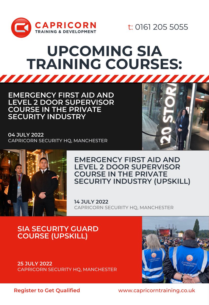 🚨Upcoming Training Courses🚨 Our Centre of Excellence has got a busy schedule of upcoming courses. 📚 Looking at changing career? 📈Need to top up your skills? 💥Setting new targets? Enquire today and get signed up! #capricornsecurity #capricorntraining #getskills