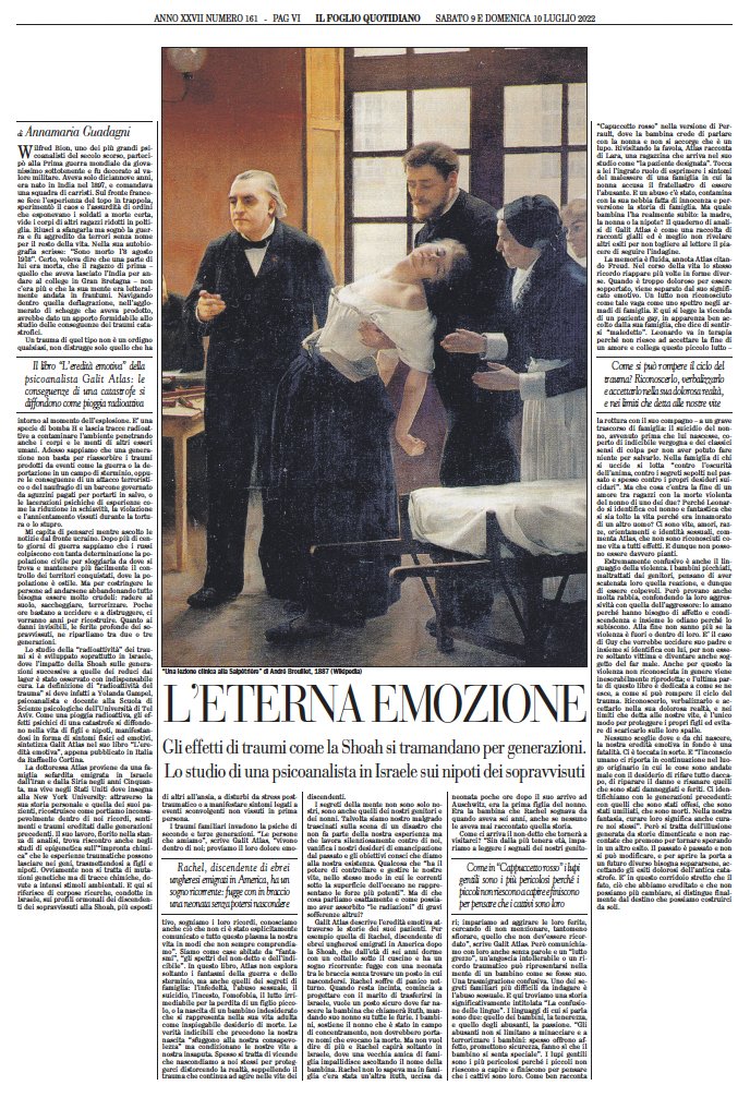 ilfoglio_it's tweet image. Gli effetti di traumi come la Shoah si tramandano per generazioni. Lo studio di una psicoanalista in Israele sui nipoti dei sopravvissuti – di Annamaria Guadagni
edicola.ilfoglio.it/newsstand/inde…