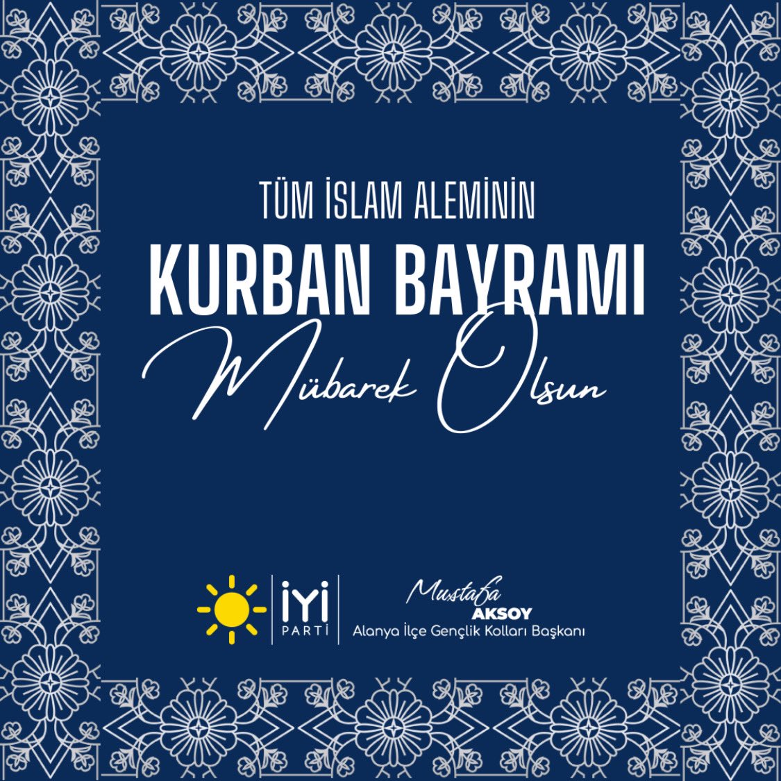 Kurban Bayramı’nın, ülkemize, camiamıza ve tüm İslam alemine hayırlı olmasını temenni eder;  sağlık, huzur ve mutluluk dolu bir bayram dilerim.